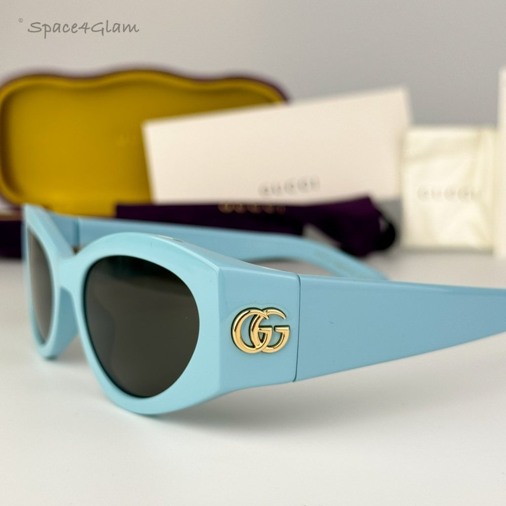 NEW Gucci GG1401S 004 Light Blue Grey Women Cat Eye Sunglasses GG 1401S